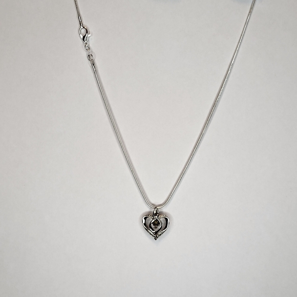 Silver Amber Heart Necklace - Picture 3 of 8